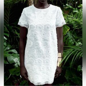 Zara White Textured Sheath Mini Dress